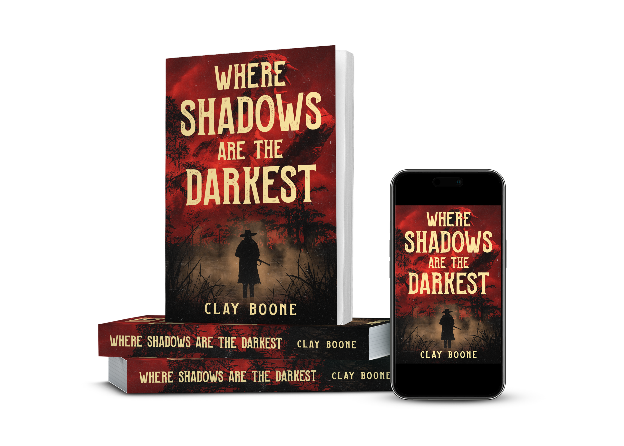 Custom Mockup where shadows are the darkest by Clay Boone Author First Book Release